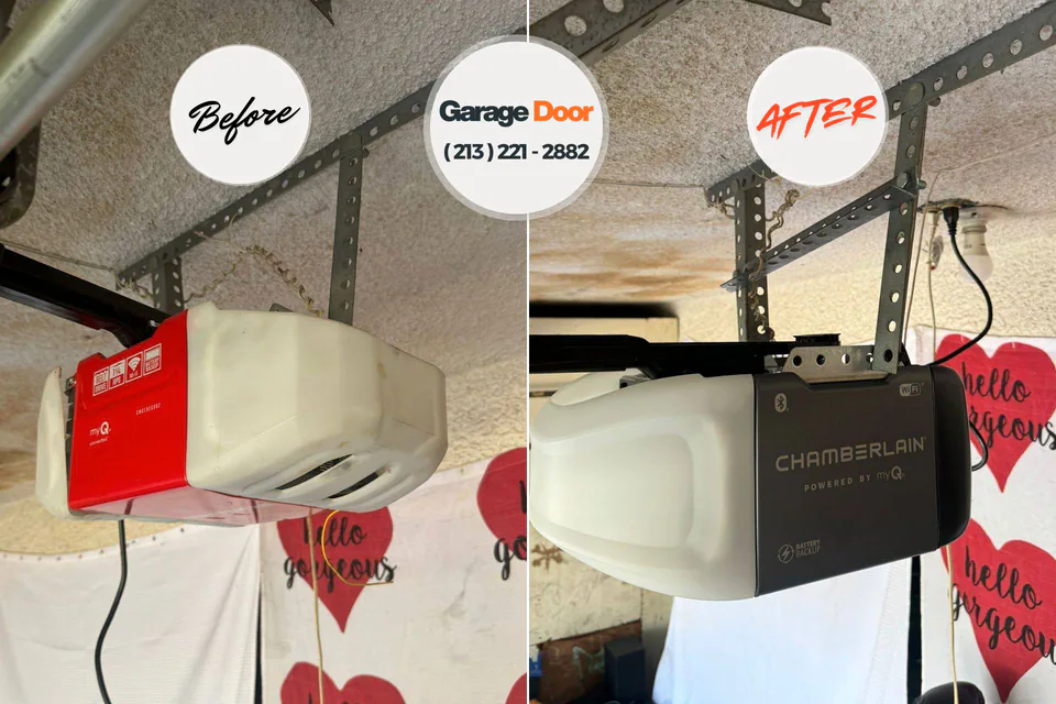 Before and after: garage door repair Apple Valley, CA